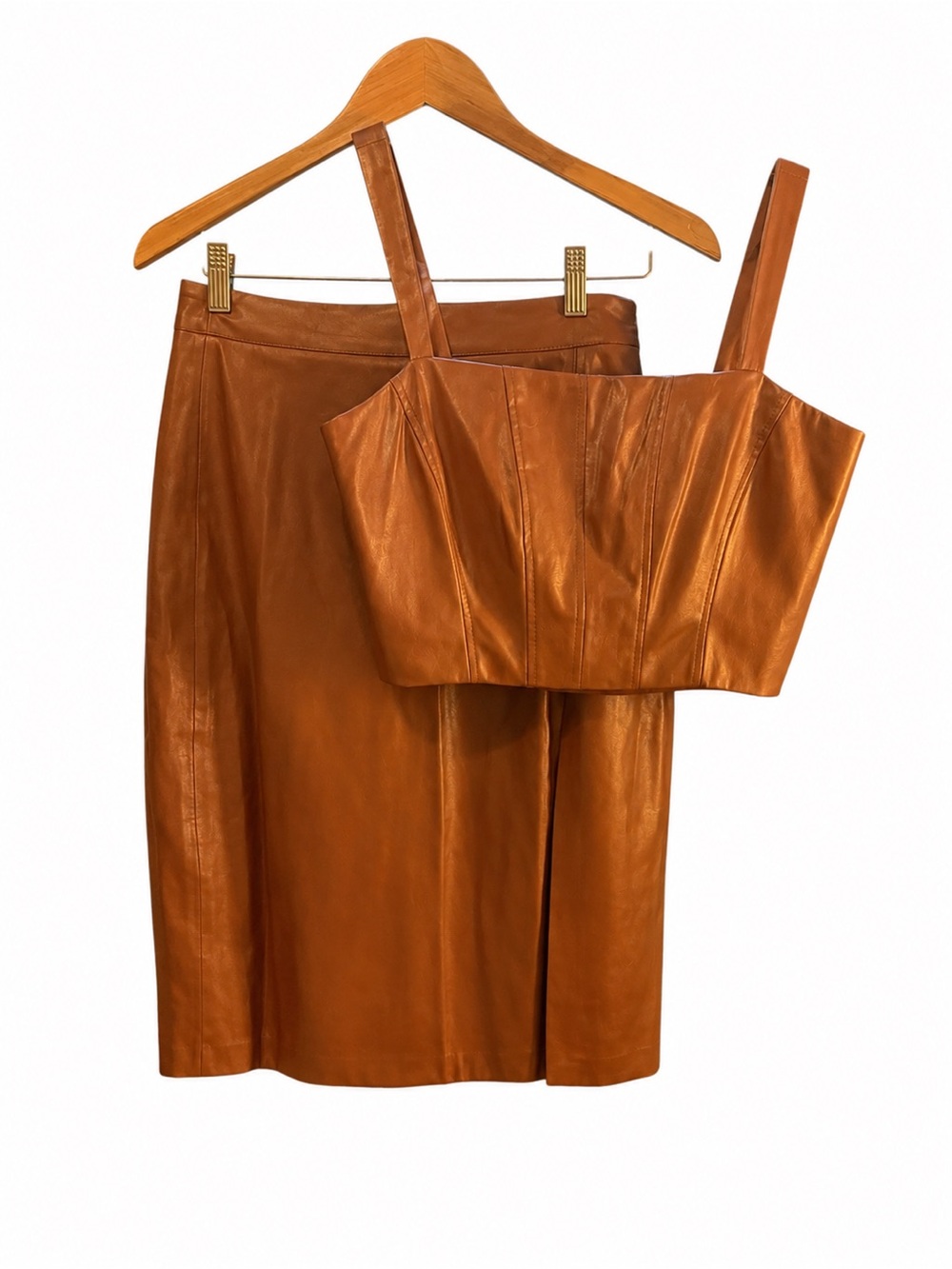 Jason Wu Faux Leather Skirt & Cropped Top 2-Piece Set. Originally priced at $375